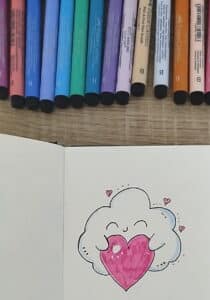 défi dessin kawaii nuage coeur