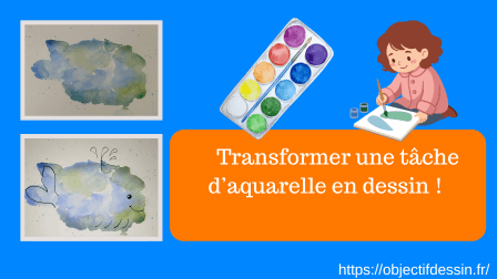 dessin avec une tache d’aquarelle